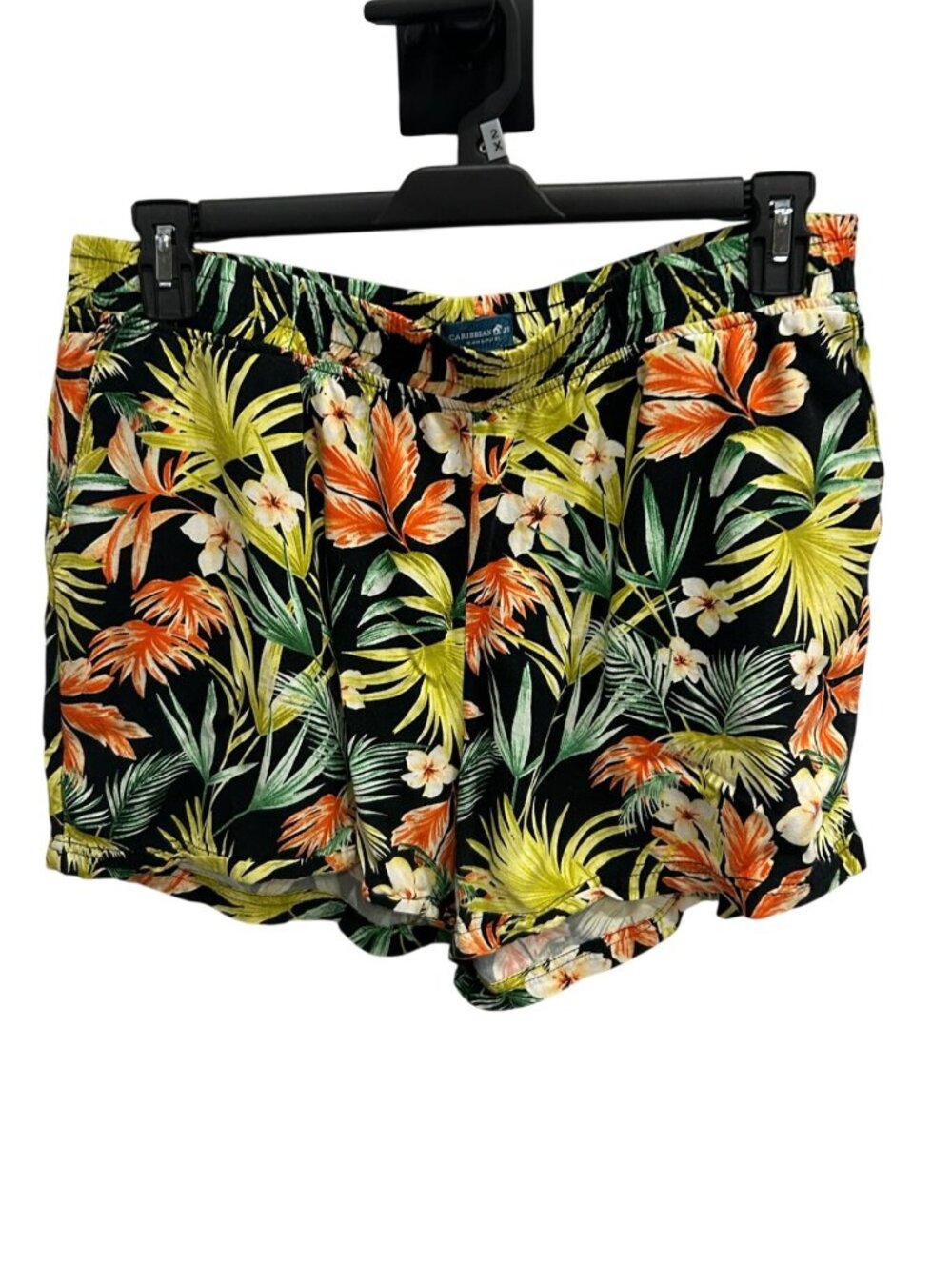 Caribbean Joe XL Tropical Floral Print Shorts Multicolor Rayon Boho Chic